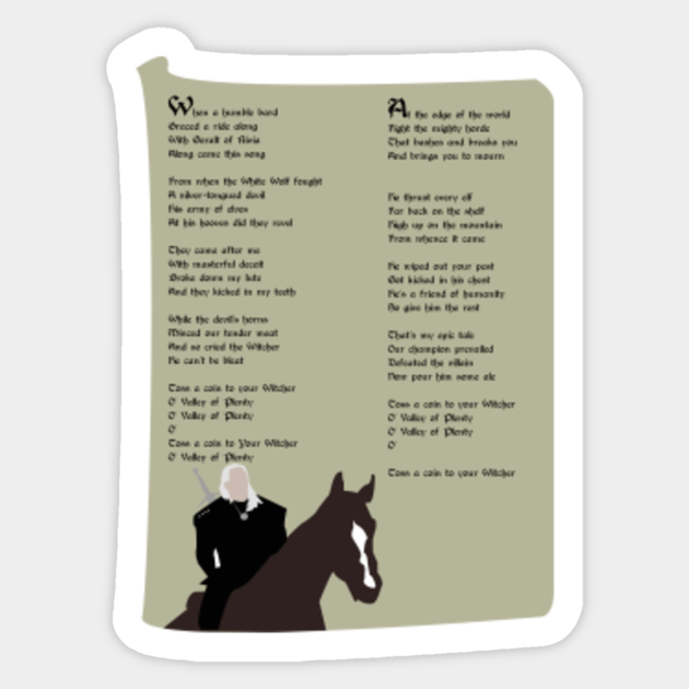 Toss a coin to your Witcher Lyrics The Witcher Sticker TeePublic